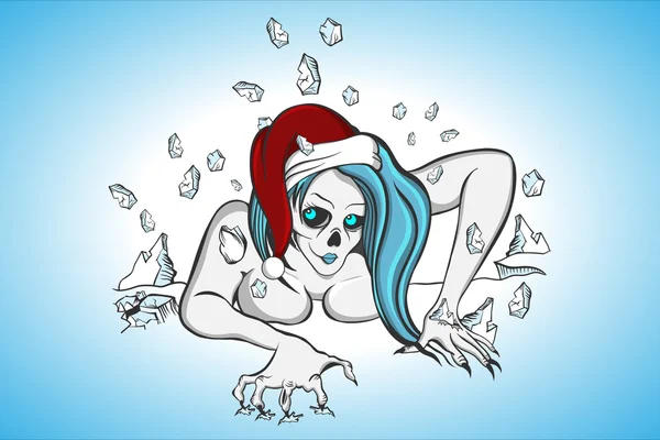 Esqueleto de Zombie hielo — Vector de stock