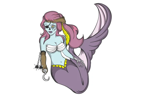 Pirate Zombie Mermaid — Stockvector