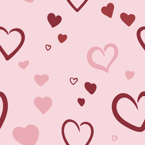 Corazones Rojos Rosados Patrón Sin Fin Ilustración Vectorial Fondo Sin — Vector de stock