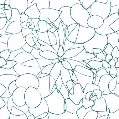 Tek bir çizginin kusursuz deseni sulu. Çiçekli arka plan sonsuz. Vektör illüstrasyonu