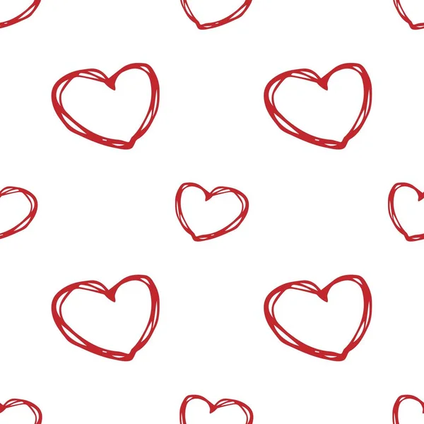 Kırmızı Kalpleri Olan Kusursuz Bir Arka Plan Duvar Kağıdı Desenler — Stok Vektör