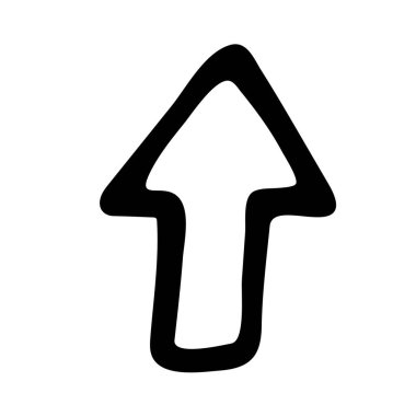 İmleç simgesi. Ok, çukur karalama stili. İşaret levhası. Siluetin klip sanatı görüntüsü. Vektör çizimi. El çizimi