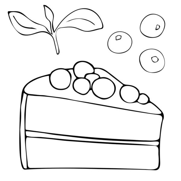 Ein Stück Süßer Kuchen Kuchen Mit Zuckerguss Und Beeren Vektorillustration Vektorgrafiken