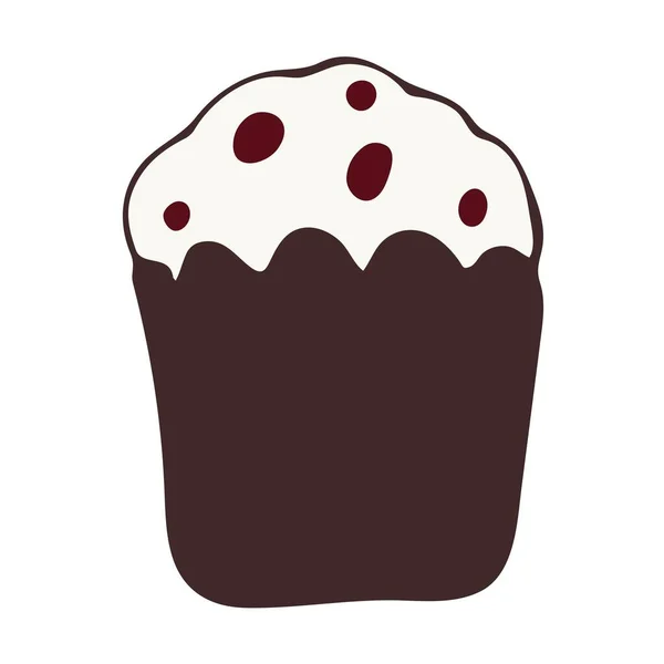 Desenho Muffin Chocolate Plano Apenas Uma Foto Uma Sobremesa Com —  Vetores de Stock