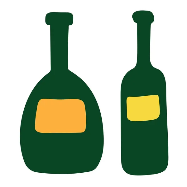 Glasflasche Für Wein Oder Getränk Flach Gezogen Einfache Vektorillustration Vektorgrafiken