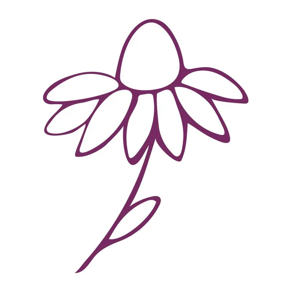 Einfaches Doodle Einer Blühenden Blume Vektorillustration Handzeichnen Sommersaison Stockvektor