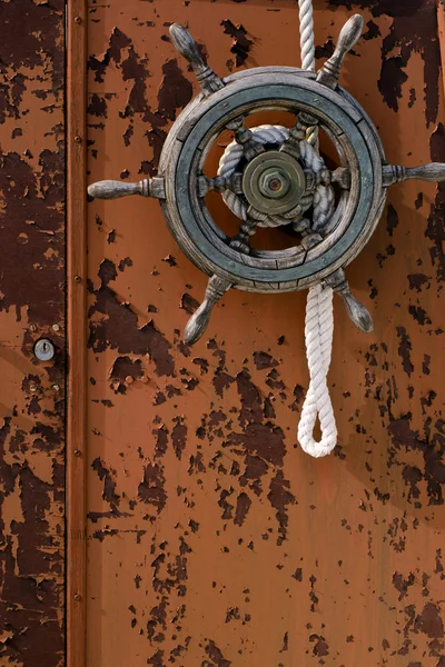 Old boat wheel vertical
