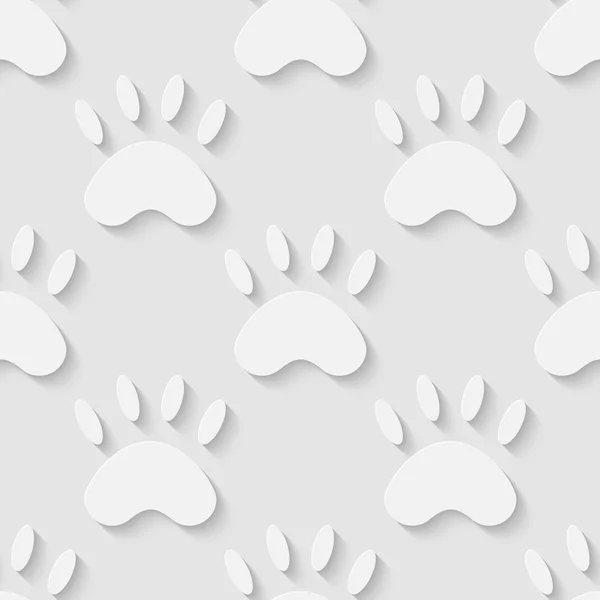 Kat paw silhouet naadloze patroon — Stockvector