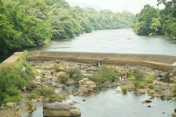 Structure Dérivation Dans Rivière Chalakkudy Kerala Inde — Photo