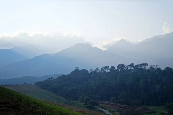 Surrounding hills and embankment of the banasura sagar dam in wayanad, Kerala, India. It is the largest earth dam in India and second largest in asia.