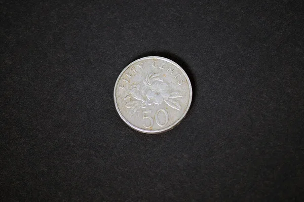 新加坡硬币50美分 — 图库照片