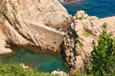 İspanya. Blanes. Botanik Bahçesi. Uçurumdan atlamak