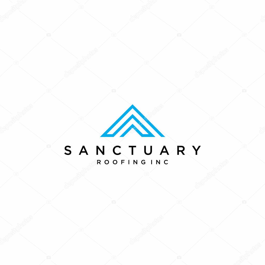 Modern and clean line logo design of letter S and roofing with white background - EPS10 - Vector.