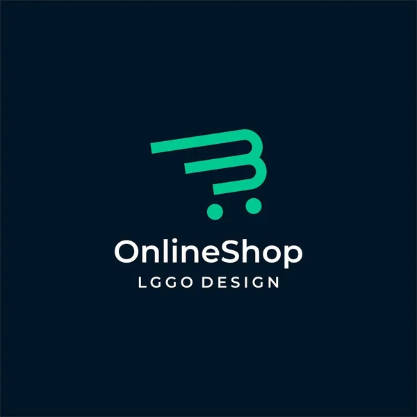 B harfi ve alışveriş arabası hakkında temiz ve benzersiz bir logo. EPS10. Vektör.