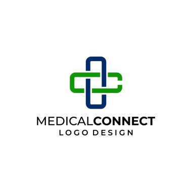 Tıbbi haç ve C.EPS 10 harfiyle ilgili temiz ve modern bir logo..