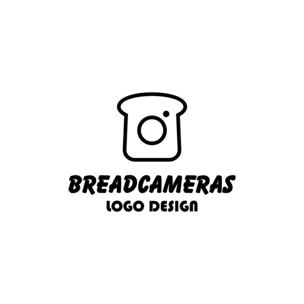 Een Zeer Unieke Logo Combinatie Van Brood Camera Het Zwart — Stockvector