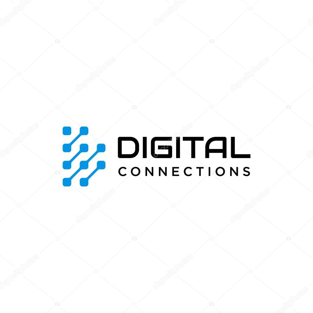 A modern and sophisticated logo about the letter D and digital connectivity.EPS10, Vector.