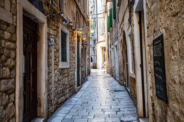 Split Croatia - 08.07.2020 View of the old city of Split, Mediterranean architecture, narrow streets