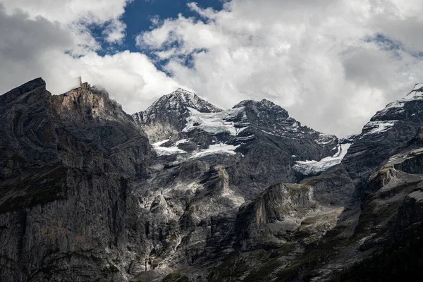 Kandersteg Suíça 2020 Vista Rothorn Bluemlisalphorn Oeschinenhorn Fruendenhorn Gletcher — Fotografia de Stock