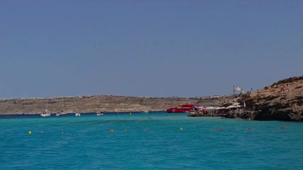 Pittoreske Blue Lagoon Het Eiland Comino Bij Malta — Stockvideo