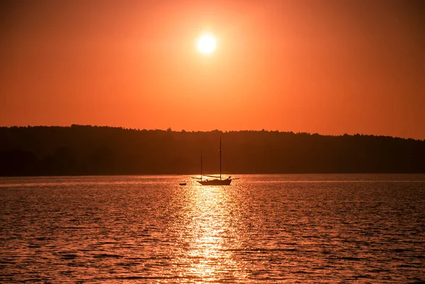 Yacht River Orwell Sunrise Suffolk — Stock Photo, Image