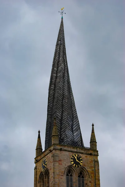 Iconic Crooked Spire Church Marys All Saints Chesterfield — Stock Photo, Image