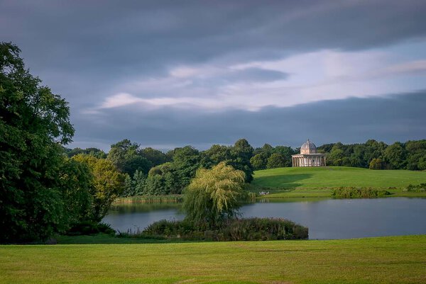 An calm autumn day overlooking the lake at Hardwick Park in Sedgefield, County Durham, UK