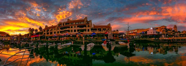 Een Brandende Zonsondergang Boven Jachthaven Cabo San Lucas Mexico — Stockfoto