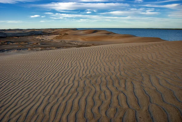 Позднее Послеобеденное Солнце Бросает Тень Через Песчаные Дюны Адольфо Лопес — стоковое фото