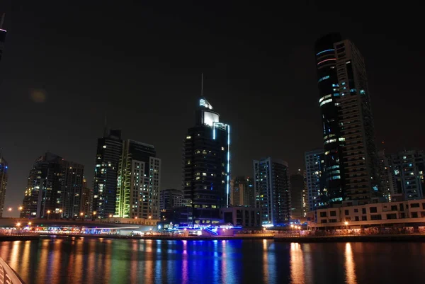 Dubai Marina Noite Nos Emirados Árabes Unidos — Fotografia de Stock