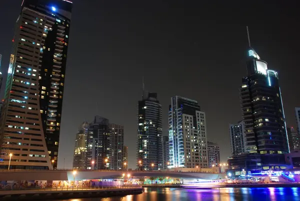 Dubai Marina Noite Nos Emirados Árabes Unidos — Fotografia de Stock