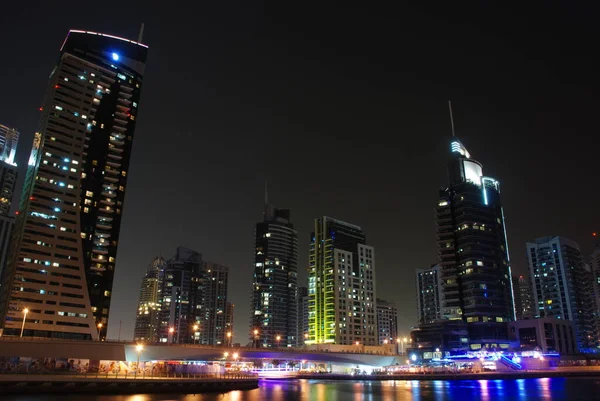 Dubai Marina Noite Nos Emirados Árabes Unidos — Fotografia de Stock