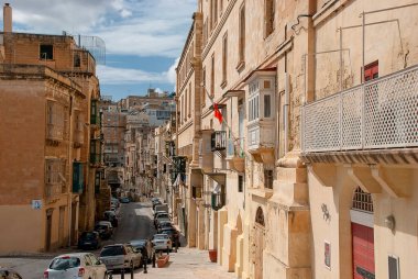 Valletta, Malta 'da dar sokaklar ve binalar