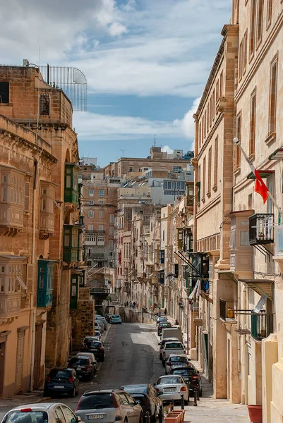 Smalle Straatjes Gebouwen Valletta Malta — Stockfoto