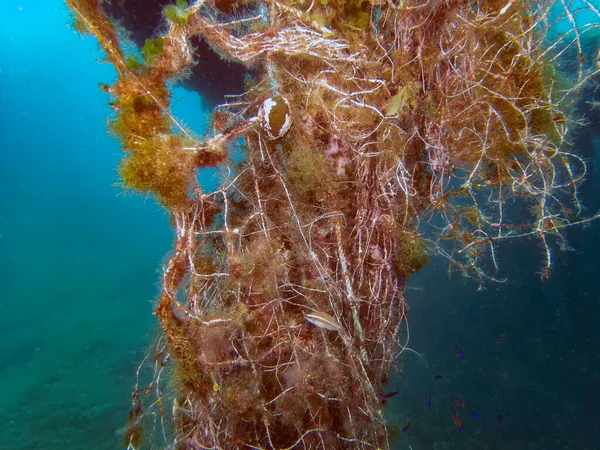 Fishing nets entangled on a wreck