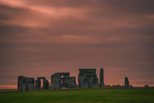 Tidig Morgon Himlen Den Antika Cirkeln Vid Stonehenge Wiltshire Storbritannien — Stockfoto