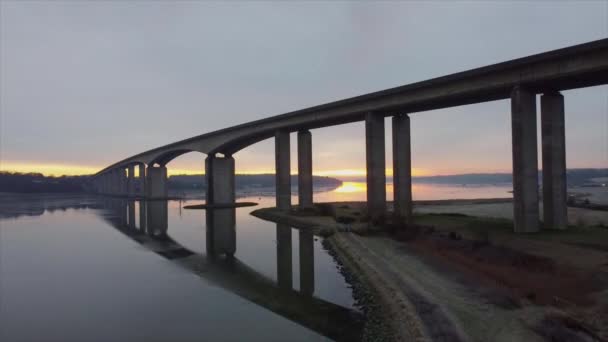 Imagens Drones Nascer Sol Ponte Orwell Suffolk Reino Unido — Vídeo de Stock