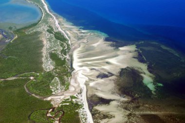 Doğu Afrika 'da Tanzanya kıyıları boyunca Hint Okyanusu' na bir nehir taşar.