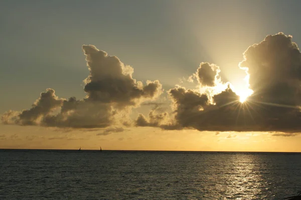 Sun Sets Clouds Zanzibar — Stock Photo, Image
