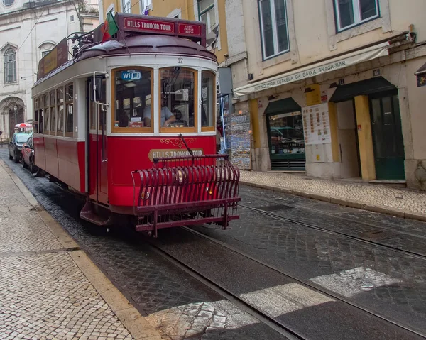 Vieux Tramway Remodelado Datant Des Années 1930 Lisbonne Portugal — Photo