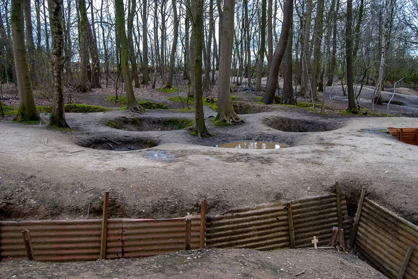 Las Trincheras Conservadas Hill Sanctuary Wood Frente Occidental Cerca Ypres — Foto de Stock