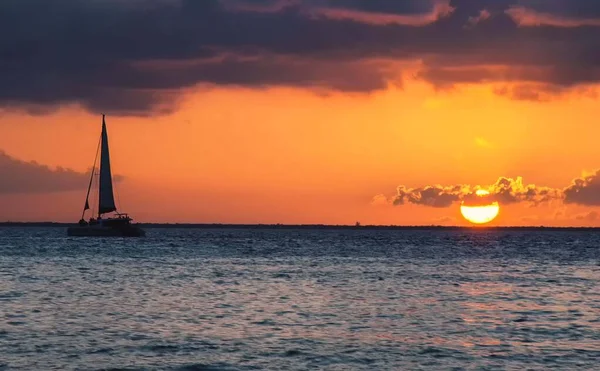 Sunset Playa Norte Isla Mujeres Cancun Mexico — Stock Photo, Image