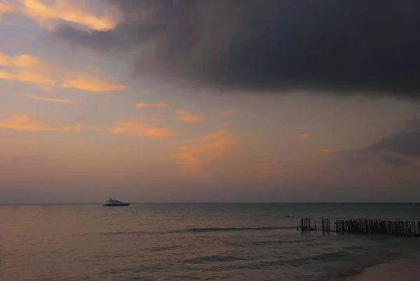 Pôr Sol Sobre Playa Norte Isla Mujeres Perto Cancún México — Fotografia de Stock