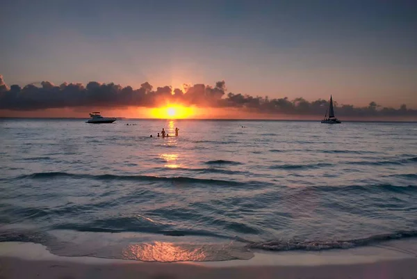 Sunset Playa Norte Isla Mujeres Cancun Mexico — Stock Photo, Image