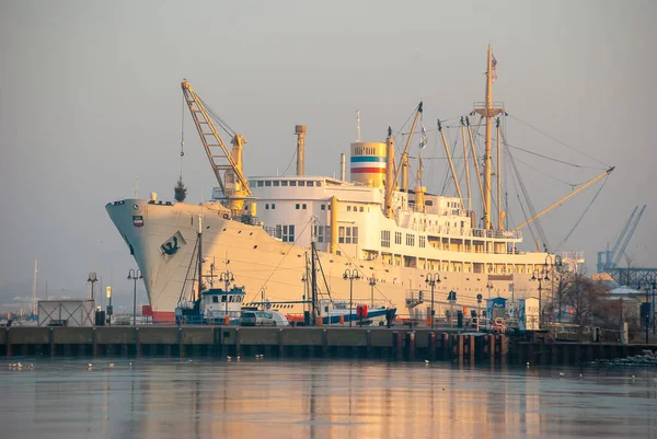 Cargo Ship Docked Port Rostock Germany — Stock Photo, Image