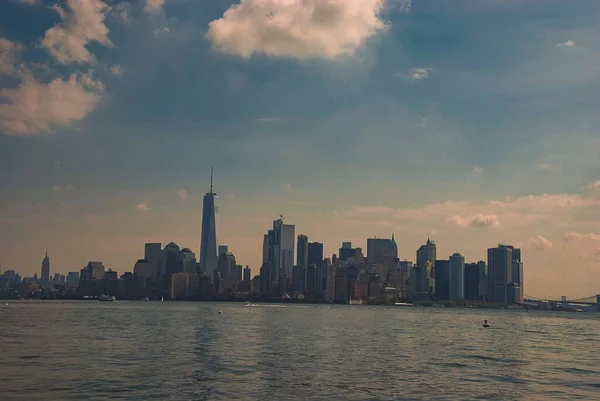 Pohled Panorama Dolního Manhattanu — Stock fotografie
