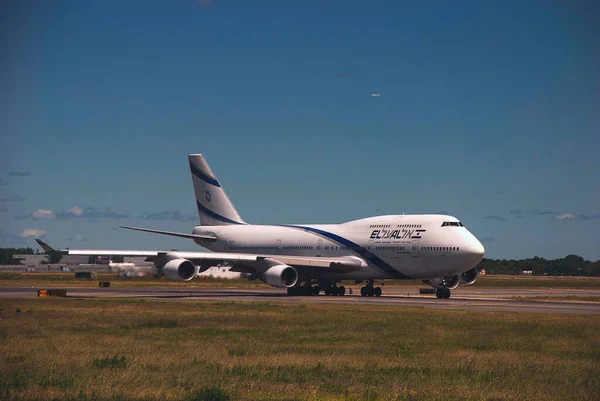Boeing 747 Čeká Odlet Letiště Jfk Usa — Stock fotografie
