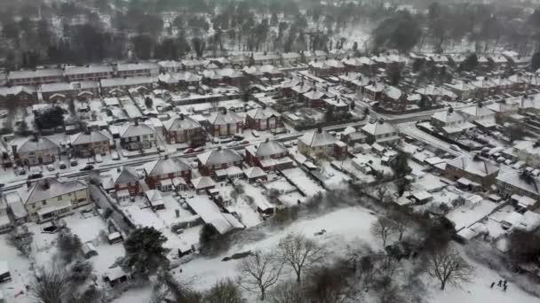 Drönarbilder Ipswich Efter Kraftigt Snöfall Från Storm Darcy Februari 2021 — Stockvideo