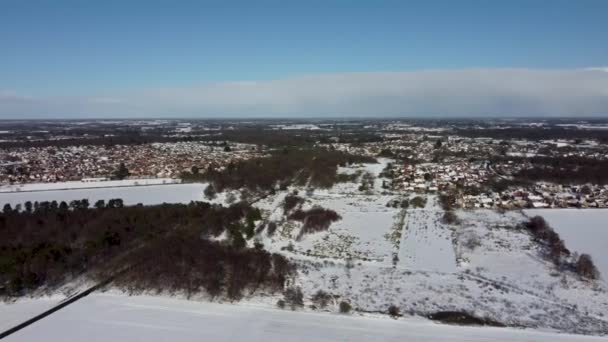 Drönarbilder Den Tidigare Flygbasen Raf Martlesham Heath Täckt Snö Suffolk — Stockvideo