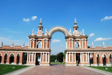 Tsaritsyno Park 'taki Galeri Kapısı, Moskova, Rusya